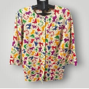 Vintage 80s Yves Saint Laurent SS82 Archival Zodiac Astrology Print Jacket 38